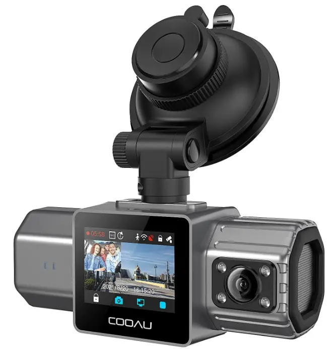 COOAU D20S Dual Dash Cam Front and Inside