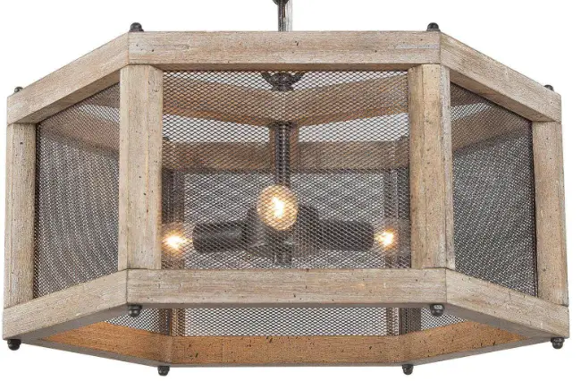 Uolfin EQRREF-LWS23884-47 Natural 3-Light Farmhouse Cage Chandelier product