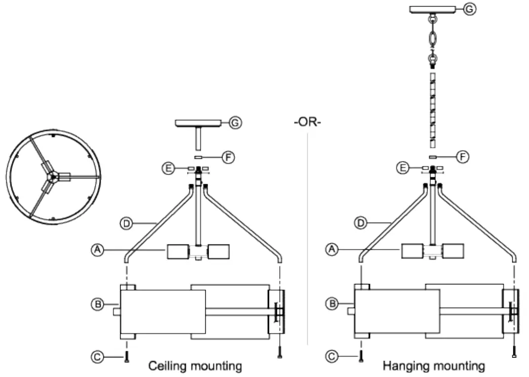 PROGRESS LIGHTING P350203 031 Three Light Convertible Semi Flush Ceiling or Hanging Pendant Light-