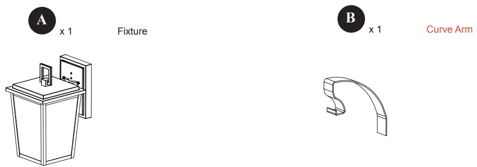 allen roth 81006 Airy 3-Light Outdoor Coal Lantern Wall Mount - PACKAGE CONTENTS