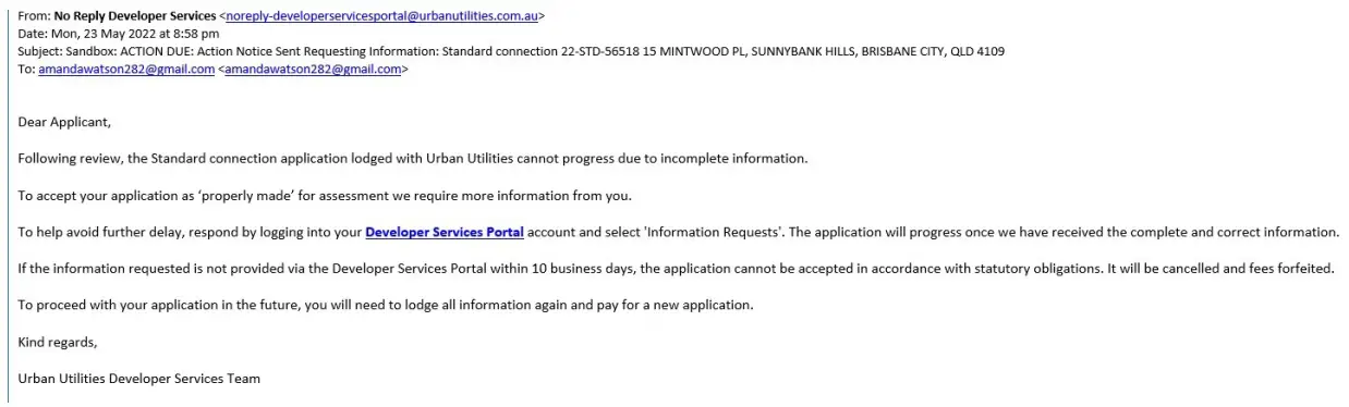 Urban Utilities Developer Services Portal - Figure 12
