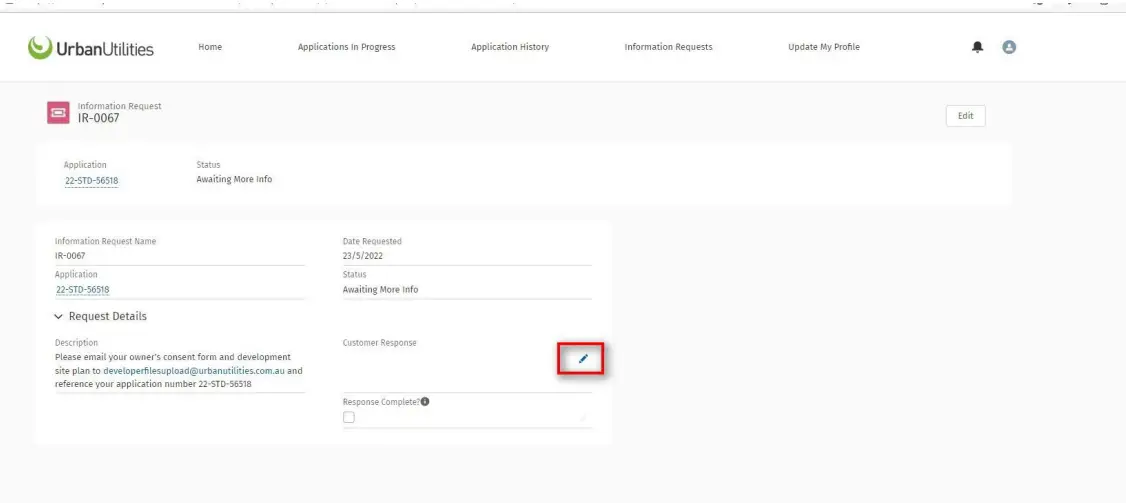 Urban Utilities Developer Services Portal - Figure 13