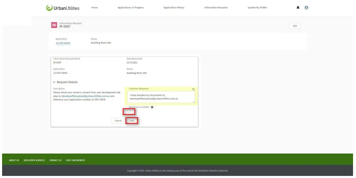 Urban Utilities Developer Services Portal - Figure 14
