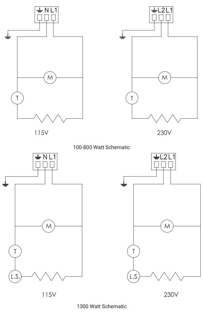 nvent 87565511 Electric Heaters - 1300 Watt Schematic