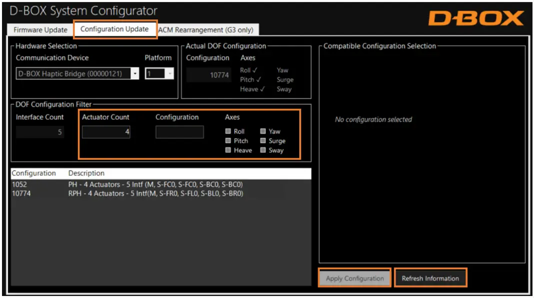 D-BOX G5 Haptic Motion System - SYSTEM CONFIGURATION 2