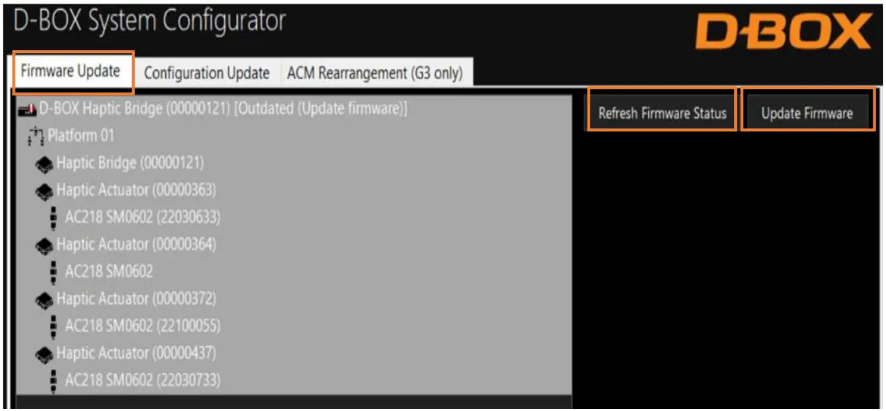 D-BOX G5 Haptic Motion System - SYSTEM CONFIGURATION