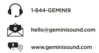 gemini MPA-3600 Portable Rechargeable Bluetooth Speaker User Manual - Contact Us