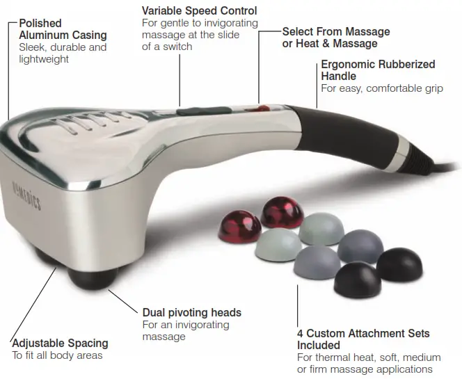 Homedics PA-MET1 Therapist Select Percussion Massager with Polished Aluminum Cover with Heat Instruction - Maintenance