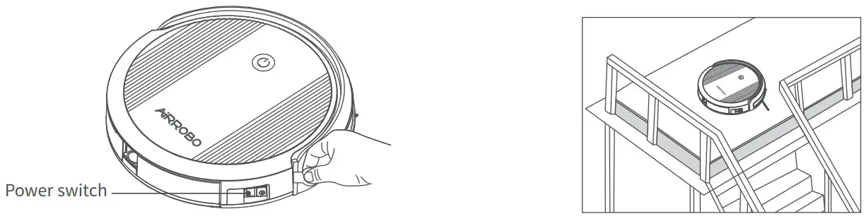 AiRROBO P10 Robot Vacuum Cleaner - Power switch