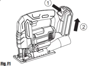 Wickes Cordless Jigsaw Owners - BATTERY PACK (SEE FIG. F1