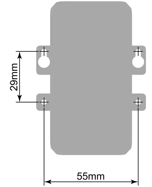 Tibbo WS1102 Programmable Wireless Controller - The diagram below shows the installation footprint