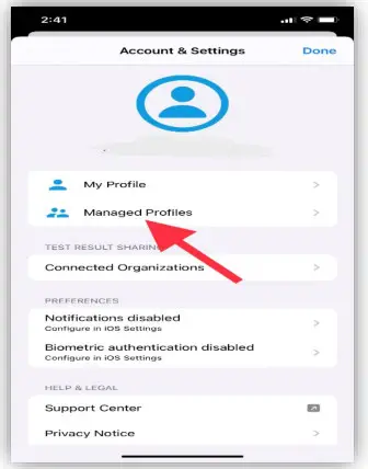 Abbott BinaxNOW COVID 19 Home Test Kit- tap the profile