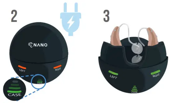 NANO RX2000 Digital Rechargeable Hearing Amplifier Set - accessories