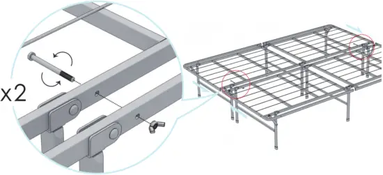 MELLOW HD NSB 14F FE 14 Inch Full Bifold Metal Platform Bed Frame Heavy Duty Steel Slats - FIg 7