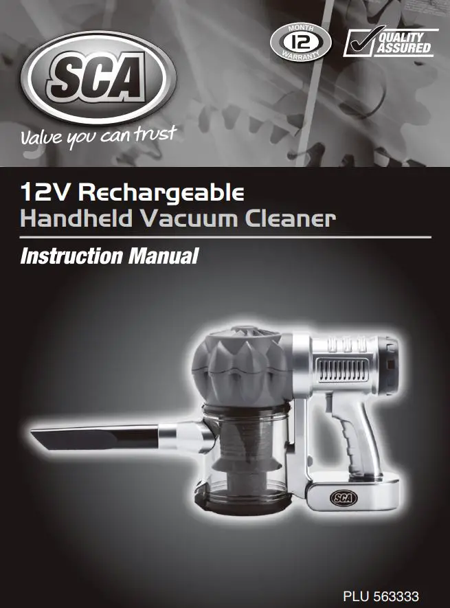 SCA 12V Rechargeable Handheld Vacuum Cleaner Instruction Manual