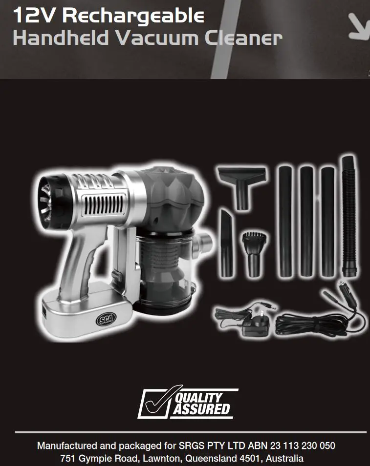 SCA 12V Rechargeable Handheld Vacuum Cleaner Instruction Manuals