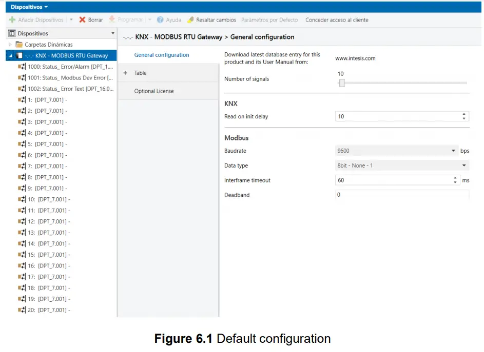 Intesis KNX Modbus RTU Master configuration