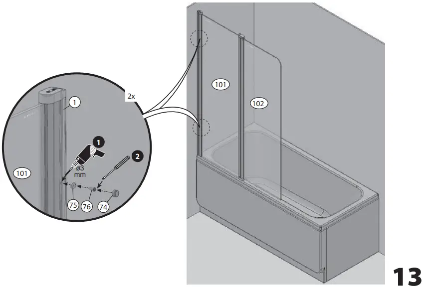 RAVAK CVS2-100 LR BRIGHT ALUMINUM TRANSPARENT-fig13