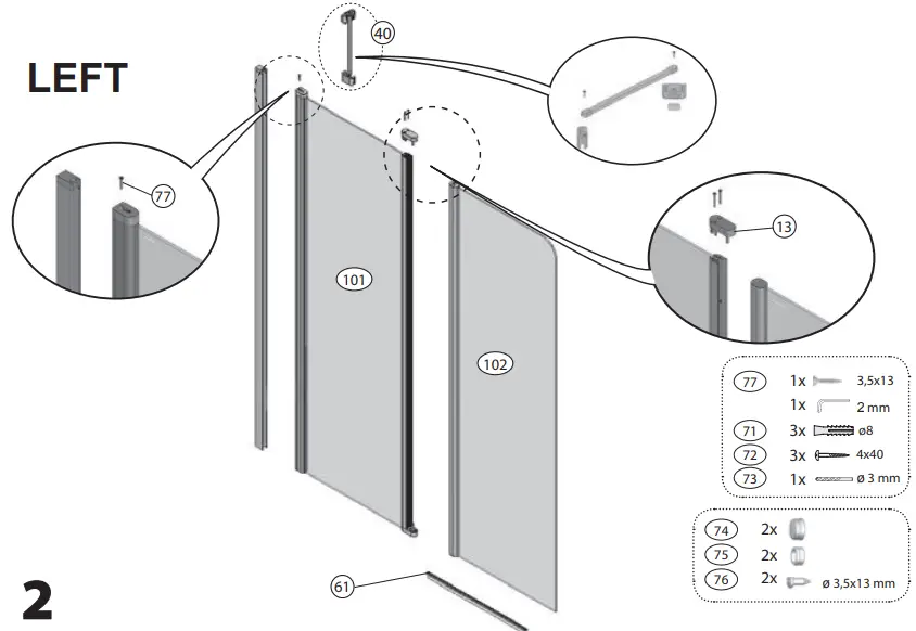 RAVAK CVS2-100 LR BRIGHT ALUMINUM TRANSPARENT-fig2