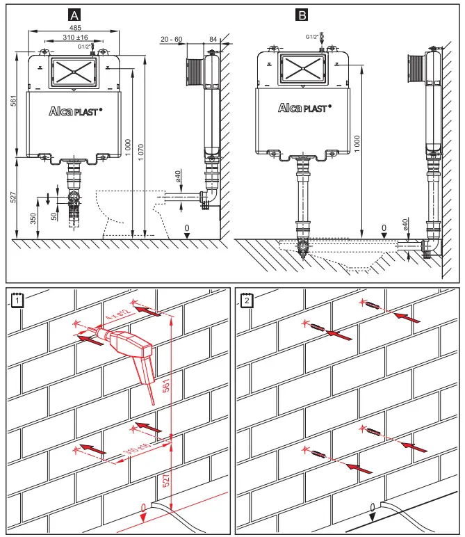 ALCAPLAST-A1112-Basicmodul-Slim-Wall-mounted-tank-FIG-2