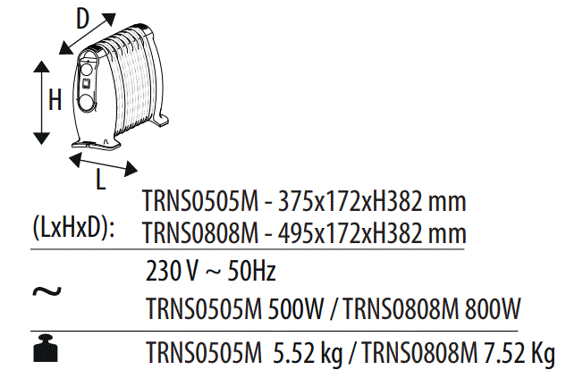 DeLonghi TRNS0808M TRNS Series Portable Oil Filled Radiator 4