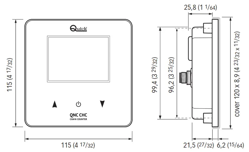 Quick QNC CHC Chain Counter - DIMENSIONS mm