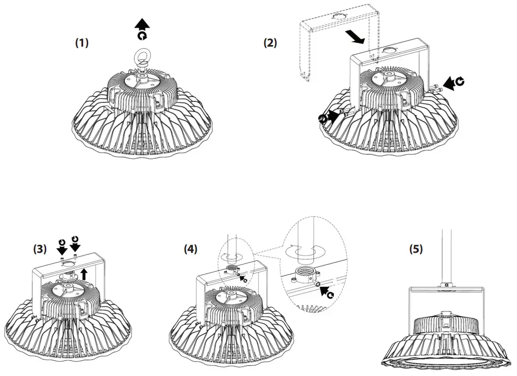 VENTURE LIGHTING LED Highbay Fixture 50deg - Mount Installation