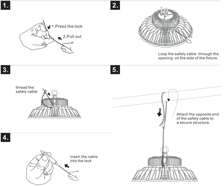 VENTURE LIGHTING LED Highbay Fixture 50deg - Safety Cable Assembly