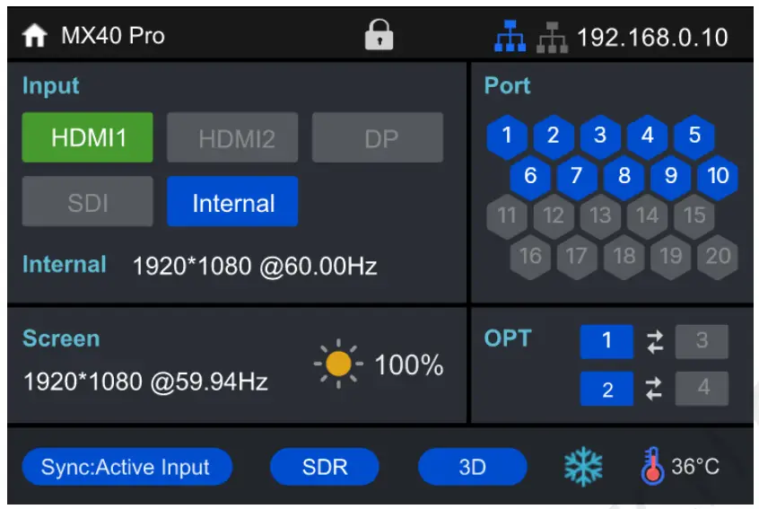 NOVASTAR MX40 Pro LED Display Controller - screen