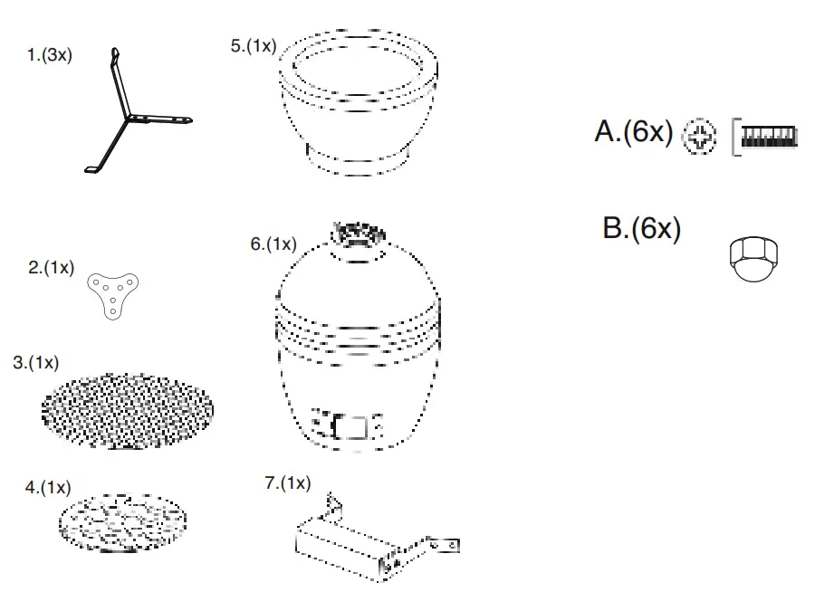BluMill 8720246428513 Kamado Ceramic BBQ Grill - PARTS LIST