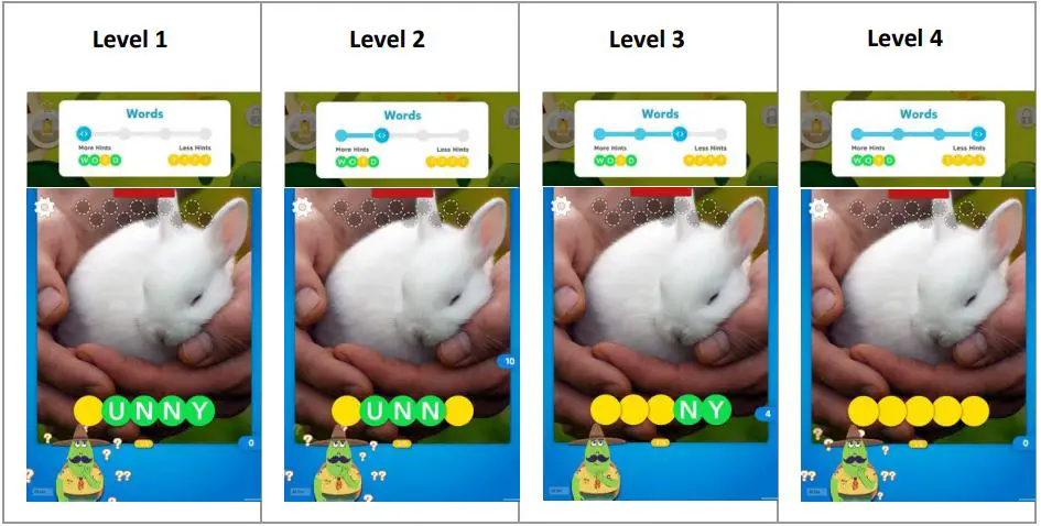 Game Osmo Words User Guide - different levels