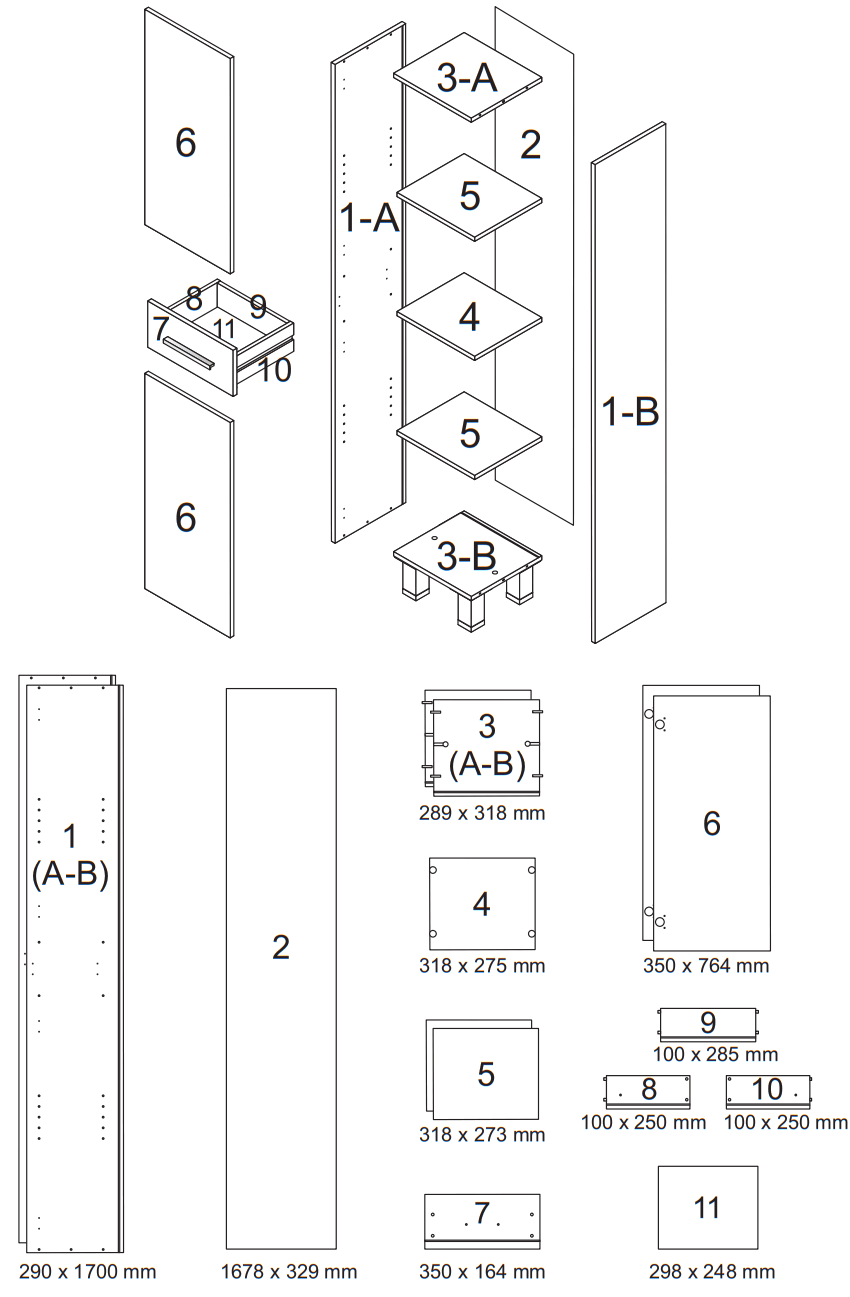 Fores 305250 A4 Bath Wall Cupboard - Fig