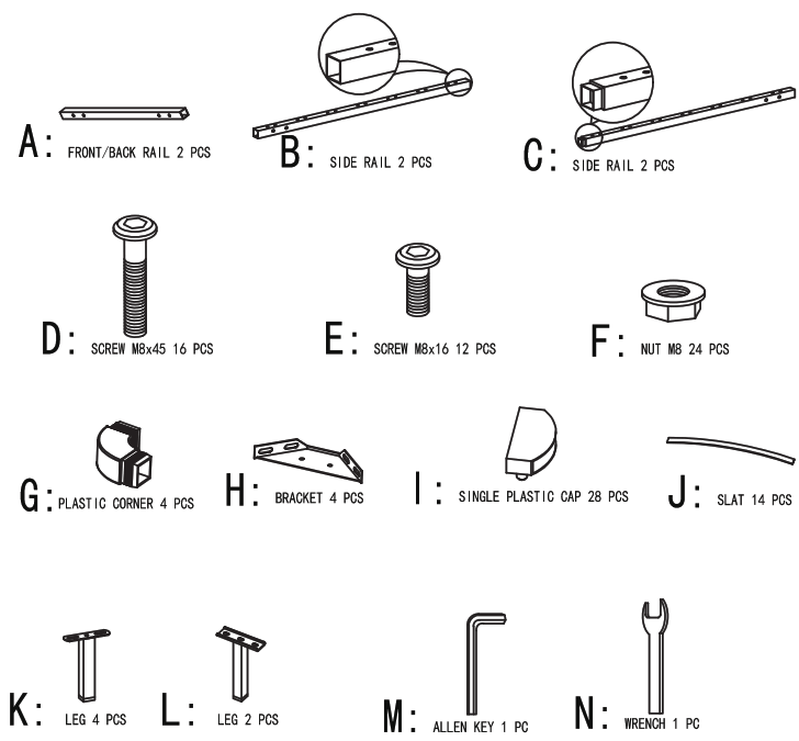 ShopperPlus SW SO DJ PK22 1 Metal Platform Bed Frame With Wooden Slat - fig 1