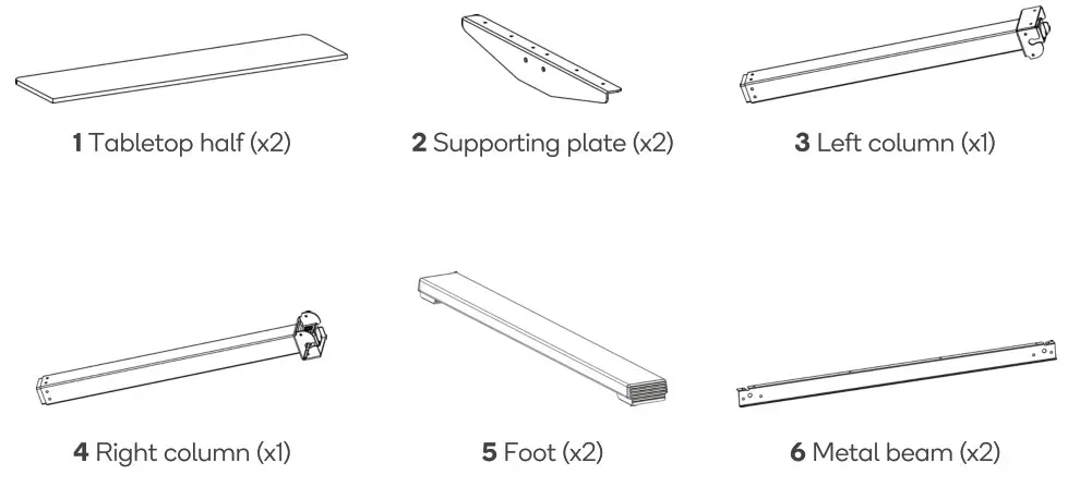 kogan ELSTANDMWWA Standing Manual Desk - COMPONENTS LIST 1