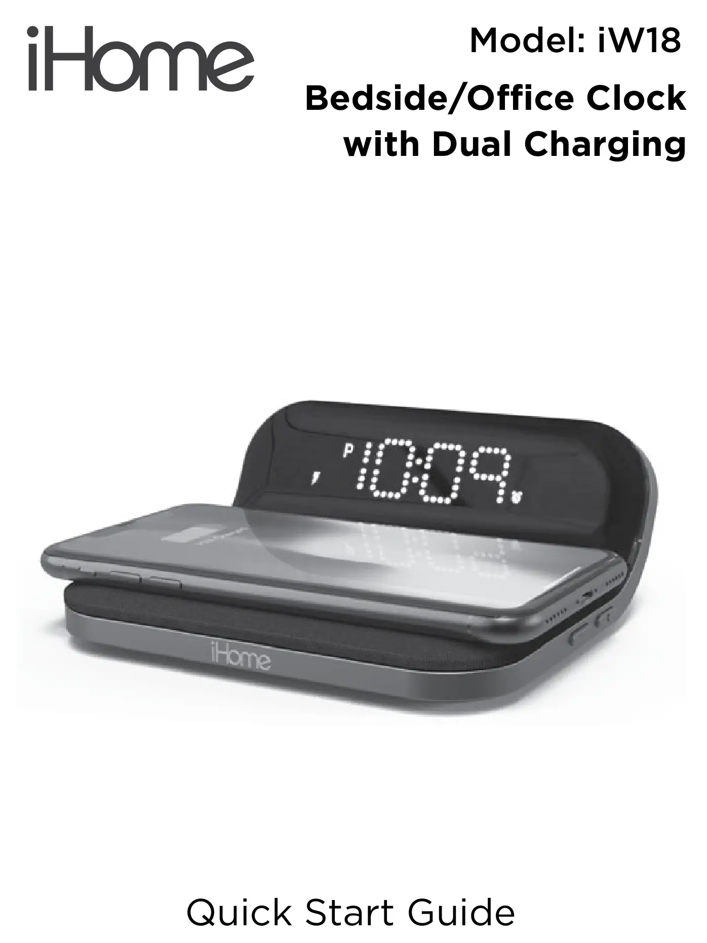 iHome iW18 Bedside Office Clock with Dual Charging User Guide