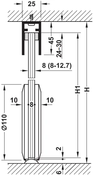 H FELE Slido D-Line802 150U Sliding Door Fitting 1b