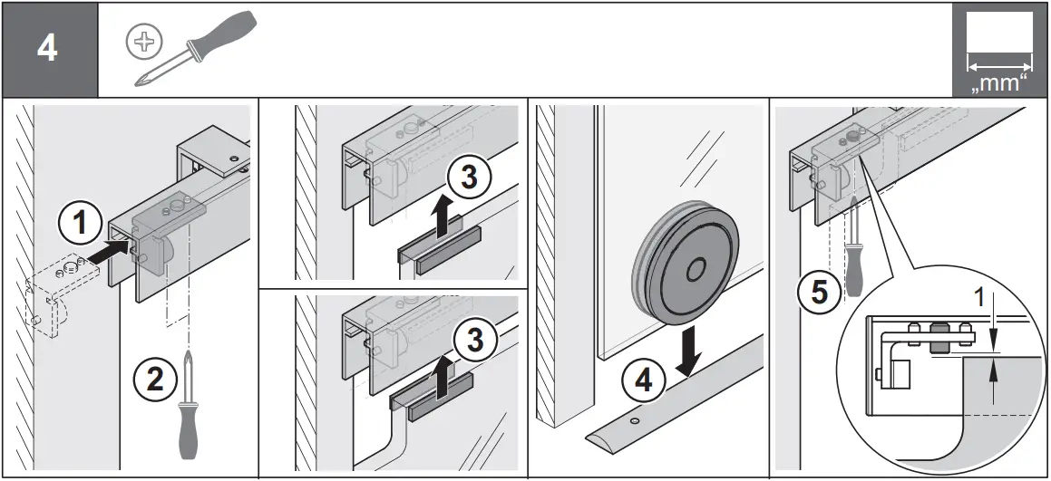 H FELE Slido D-Line802 150U Sliding Door Fitting A04
