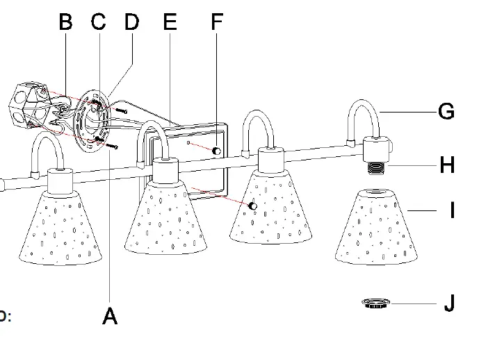 ZEVNI A04773W4 28-Inch 4-Light Black-Gold Modern-Contemporary Vanity Light 2