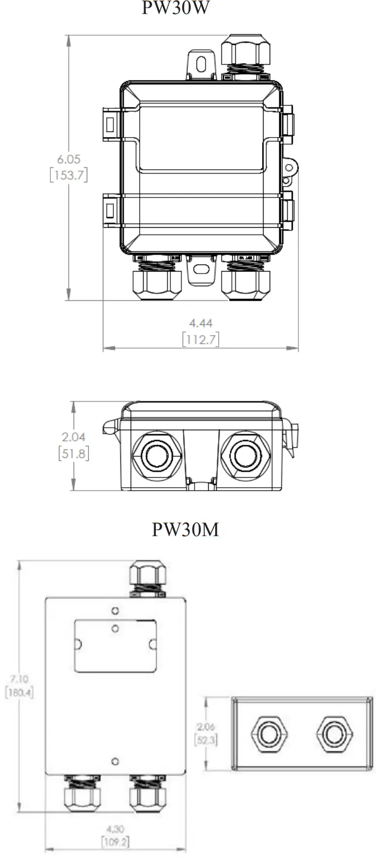 SENVA PW30 Wet Pressure Transmitter - DIMENSIONS