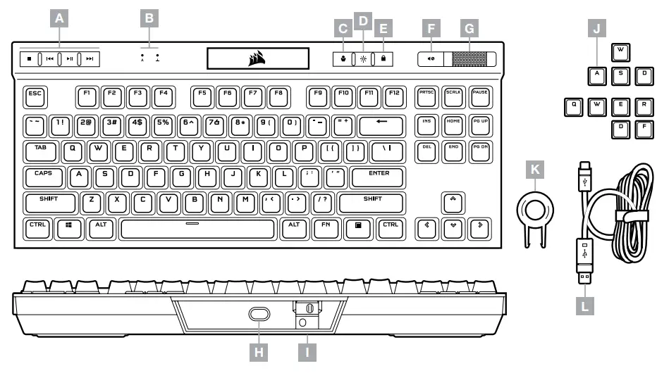 CORSAIR K70 RGB TKL Mechanical Gaming Keyboard - 1