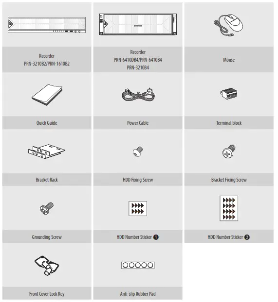 Hanwha Techwin PRN 1610B2 Network Video Recorder - Package Contents