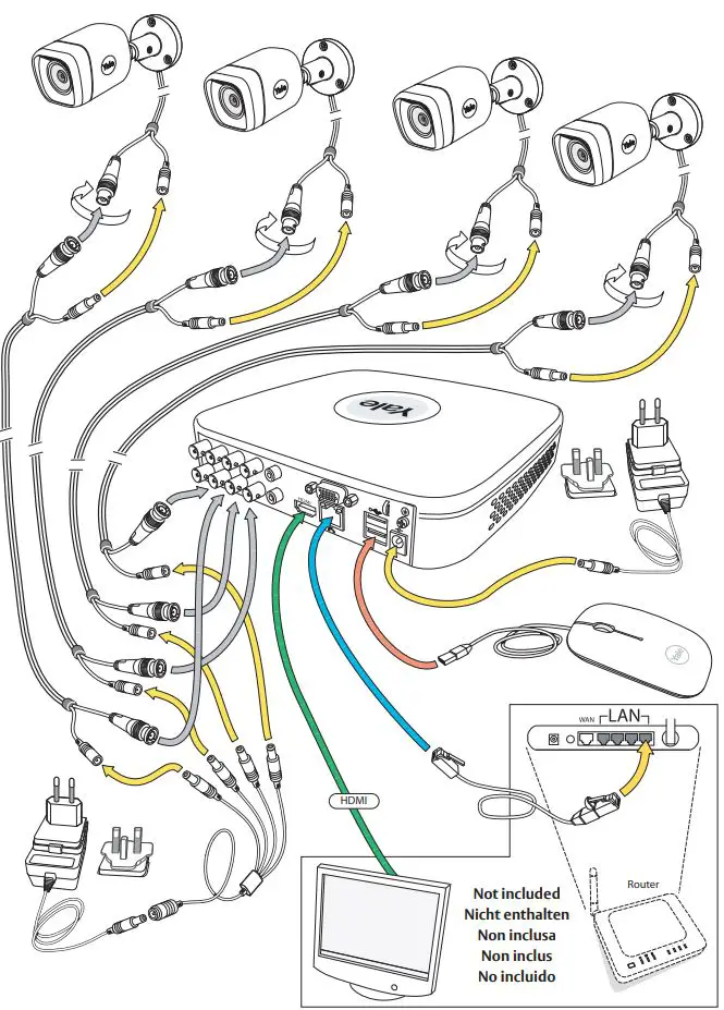 Yale SV-8C-4ABFX 8-CHannel 1080P HD CCTV System User Guide - Setting up