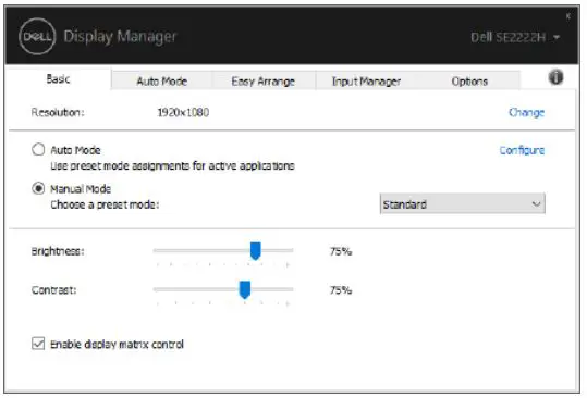 DELL SE2222H 22 Inch FHD Computer User Guide - When multiple Dell monitors are connected