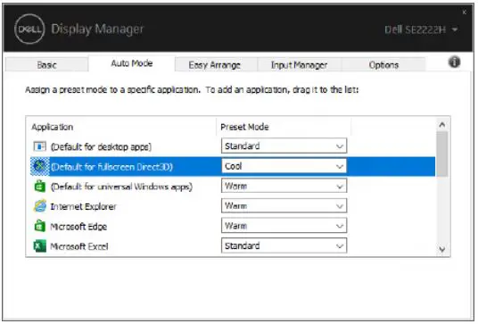 DELL SE2222H 22 Inch FHD Computer User Guide - You can also configure the Game preset mode