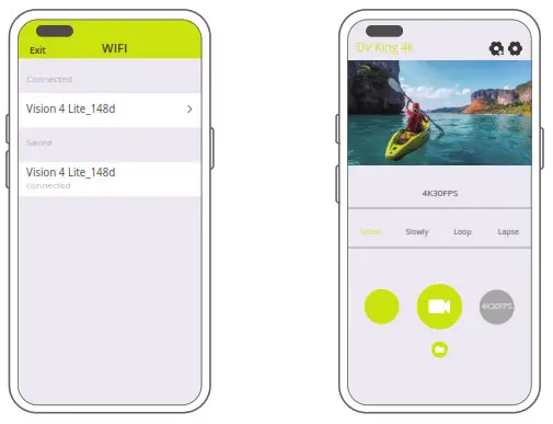 DRAGON TOUCH Vision 4 Lite Anti Shake Waterproof Action Camera - CONNCTING TO THE APP