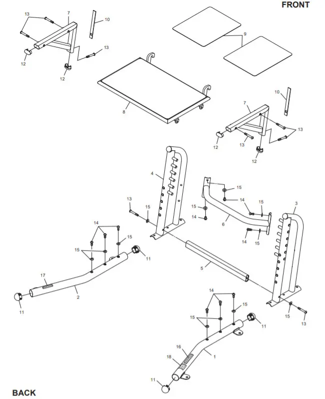 STAMINA Outdoor Fitness Adjustable Plyo Box- PRODUCT PARTS DRAWING