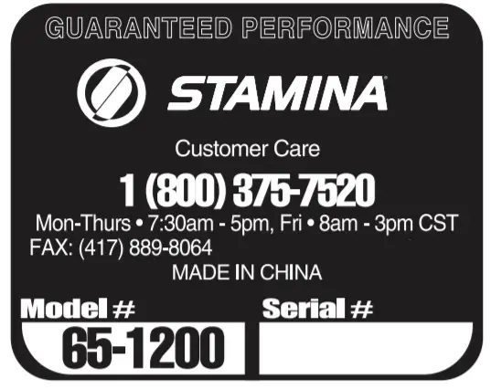 STAMINA Outdoor Fitness Adjustable Plyo Box- SERIAL DECAL