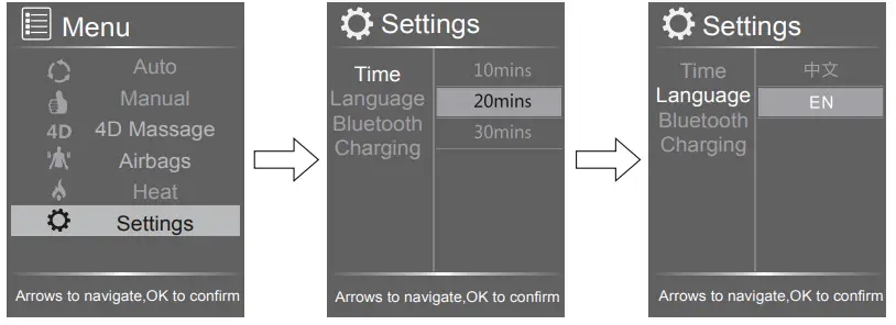 Osaki OS-4D Pro Ekon+ Deluxe Multi-function-- Settings