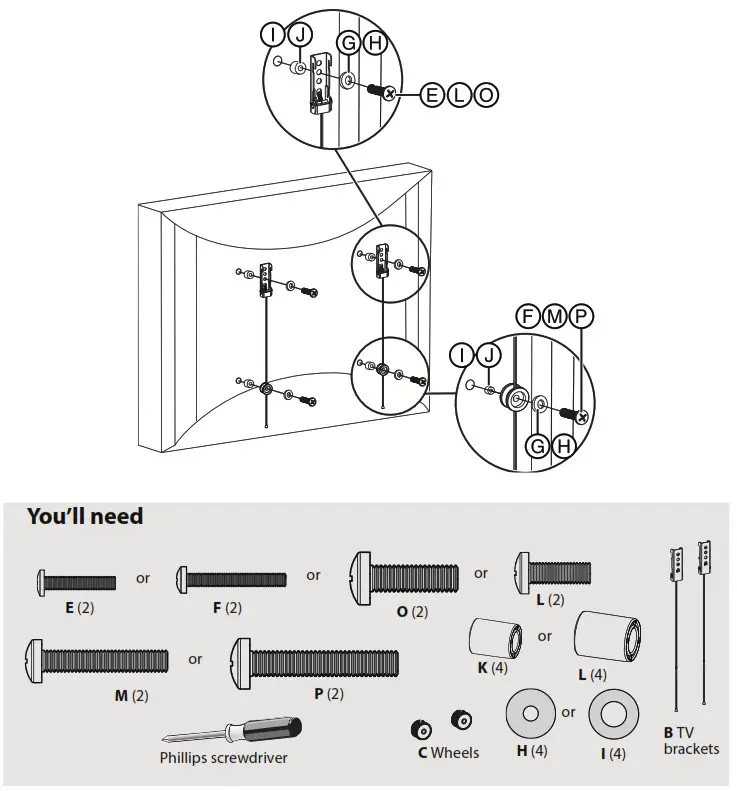 DYNEX DX-DTVMFP12 TV Wall Mount - Attaching the mounting hardware to TVs 3