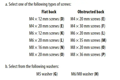 DYNEX DX-DTVMFP12 TV Wall Mount - Select screws, washers, and spacers